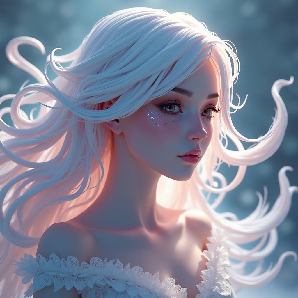 Ethereal Woman Spirit in 3D Anime Art