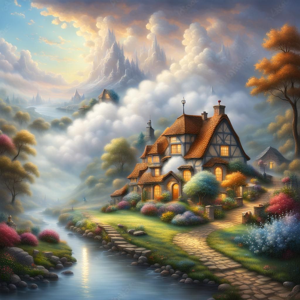 Surreal Landscape with Cumulonimbus Clouds in Hyperdetailed ...