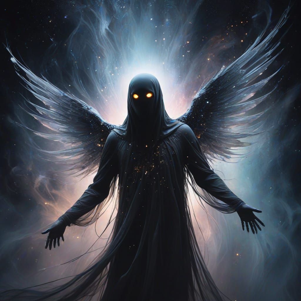 Cosmic Angel of Death in Vibrant Expressionism