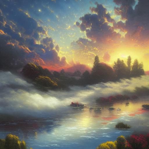 Abstract Celestial Landscape in Post-Expressionist Style