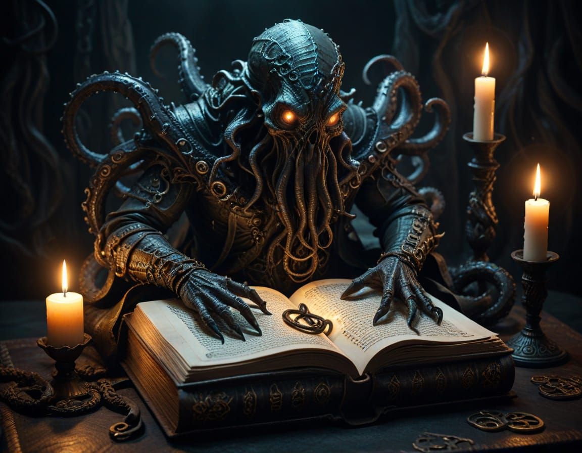 Lovecraftian Horror: Ancient Tome and Tentacles