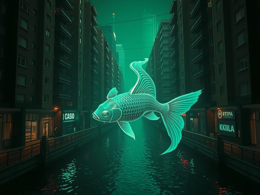 Cyberpunk Hologram Scene in Emerald Green Neon