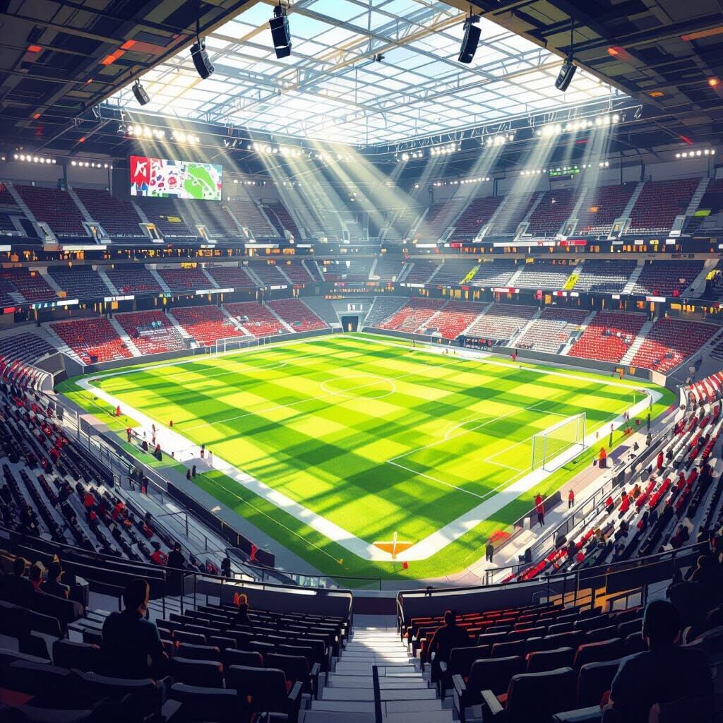 Indoor Football Arena in Vibrant Mall Setting