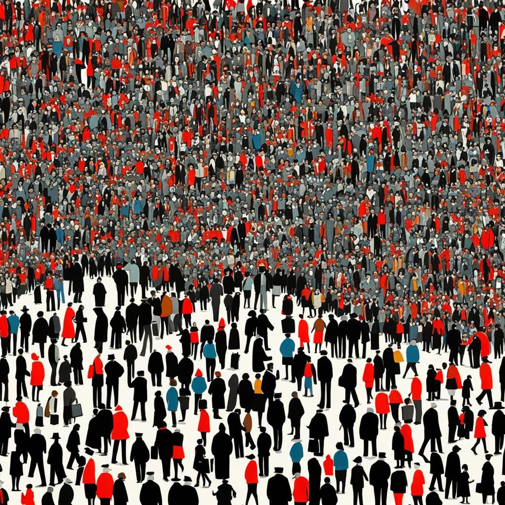 Manhattan Crowds in L.S. Lowry Style