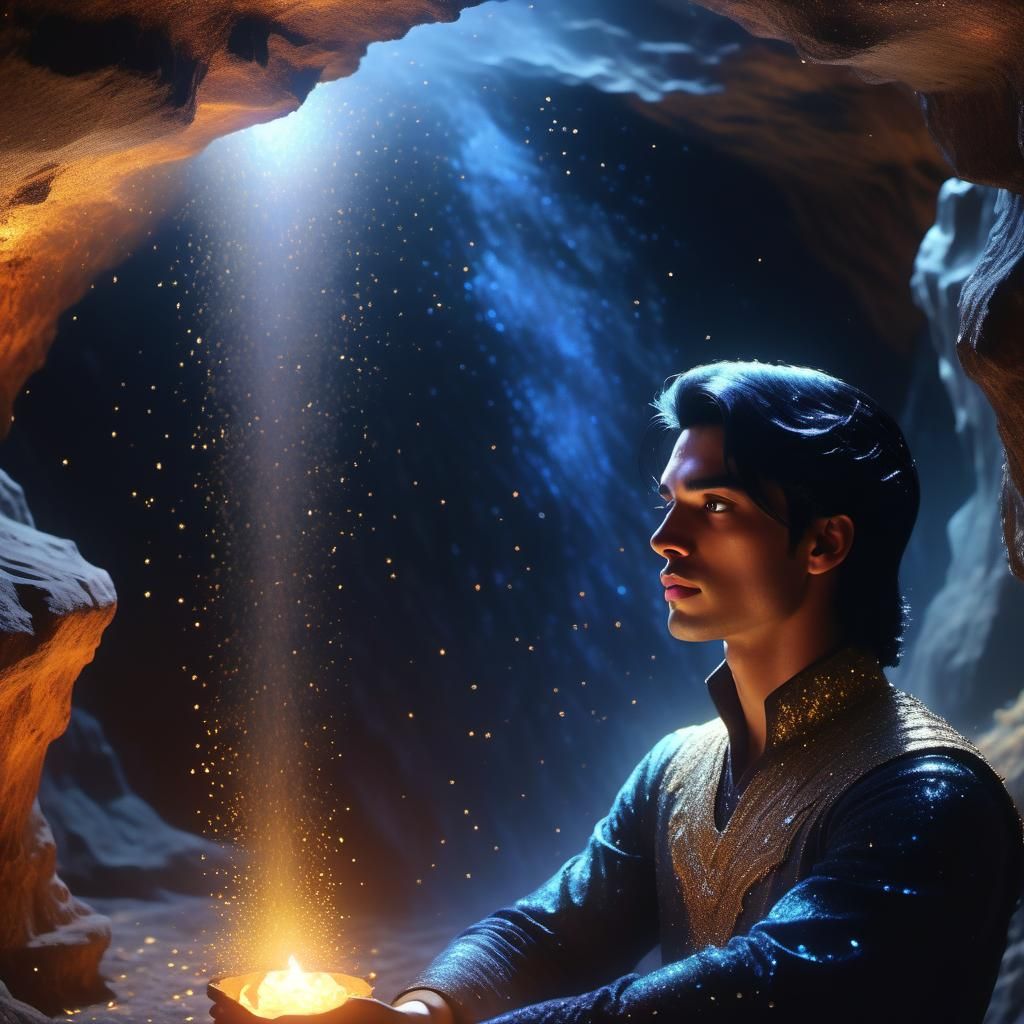 Black Haired Prince in Luminous Cave, Film Still