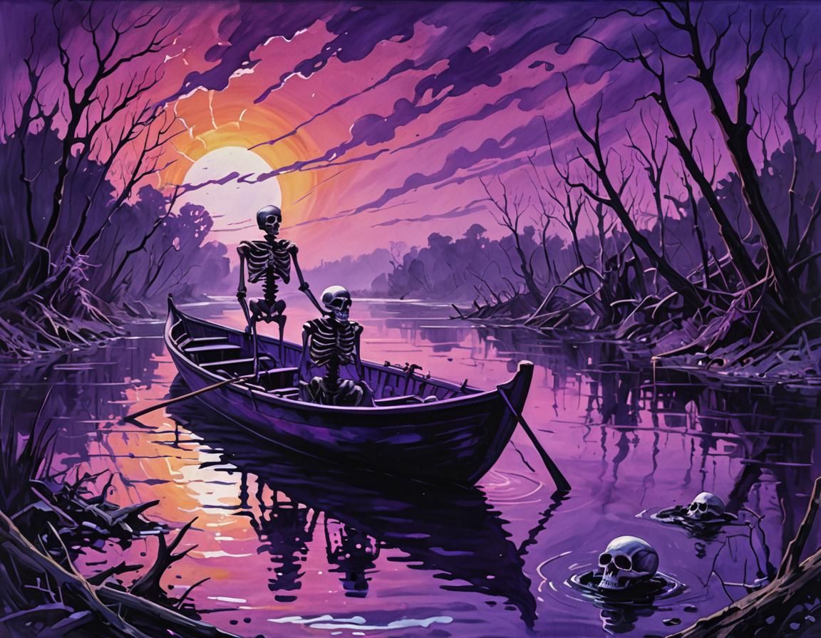 River Styx: Neon Purple Impressionist Masterpiece
