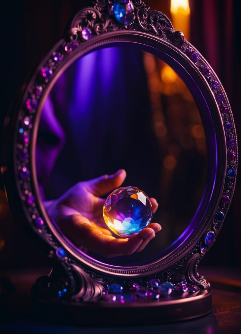 Ornate Magic Mirror with Witch's Hand
