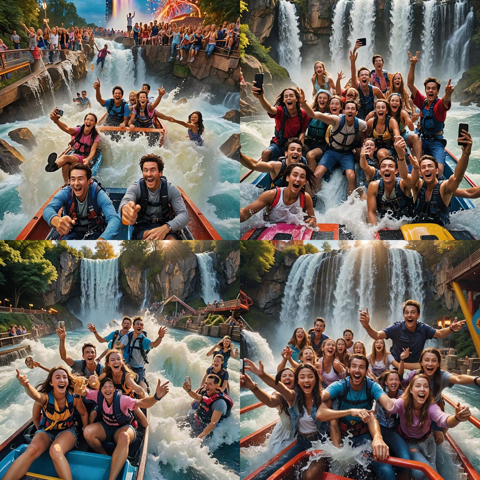 Excitement on a Water Ride: 3D Digital Art