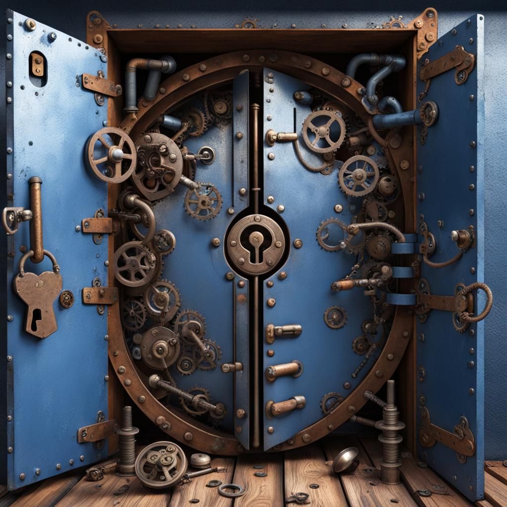 Steampunk Heart Vault Door with Giant Key