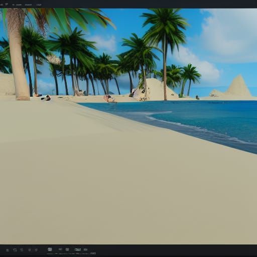 Sunny Beach Graphic Design with 3D Shading