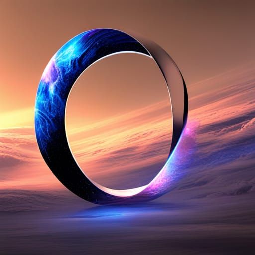 Sinister Metallic Mobius Strip in Liminal Space