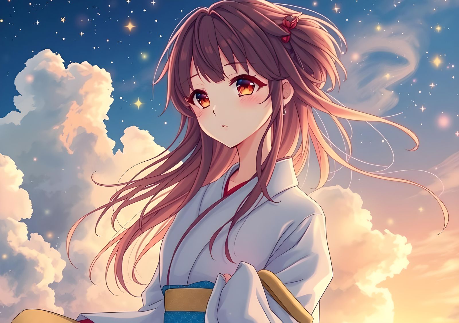 Ethereal Anime Girl in Kimono