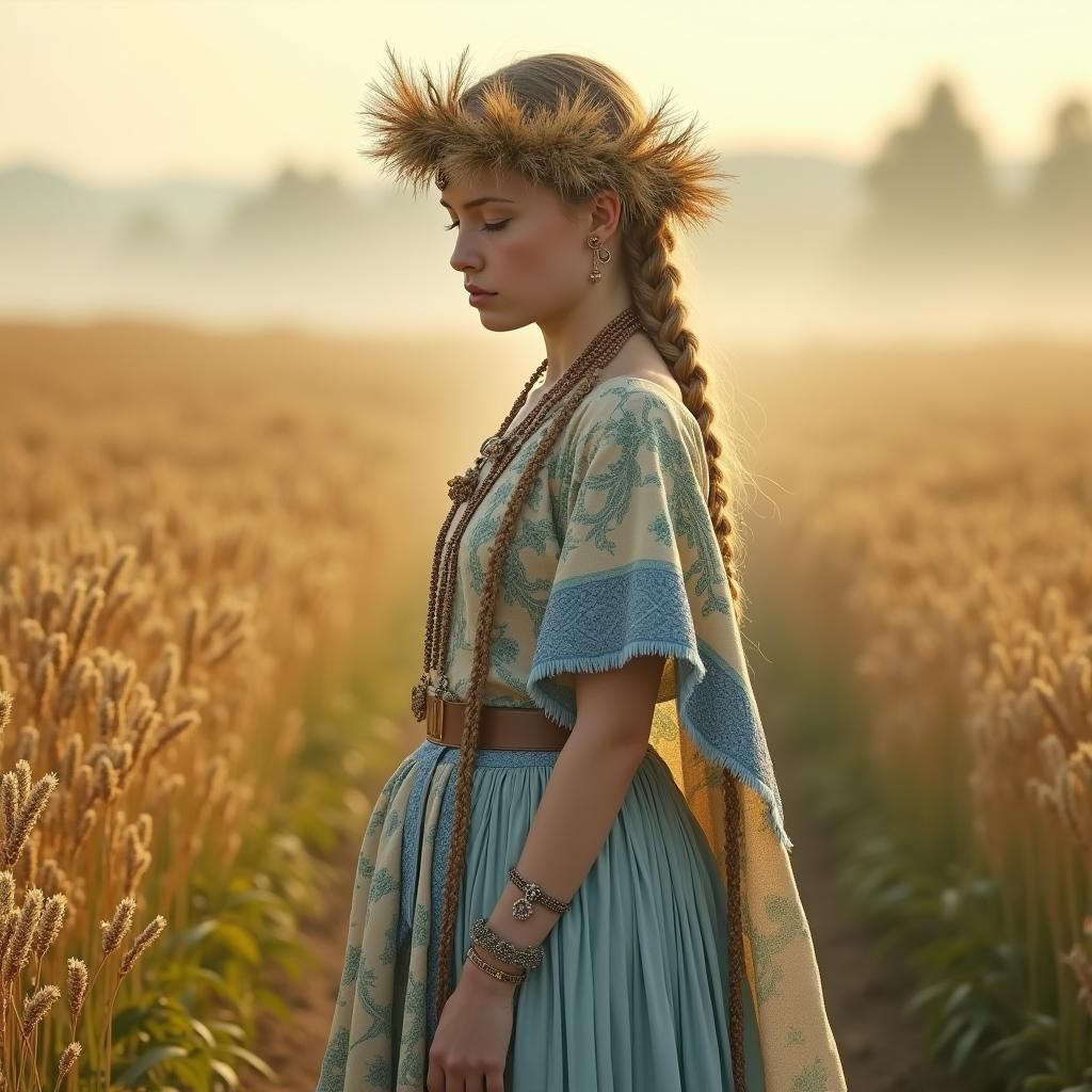 Linu Māte: Flax Goddess in Flax Field