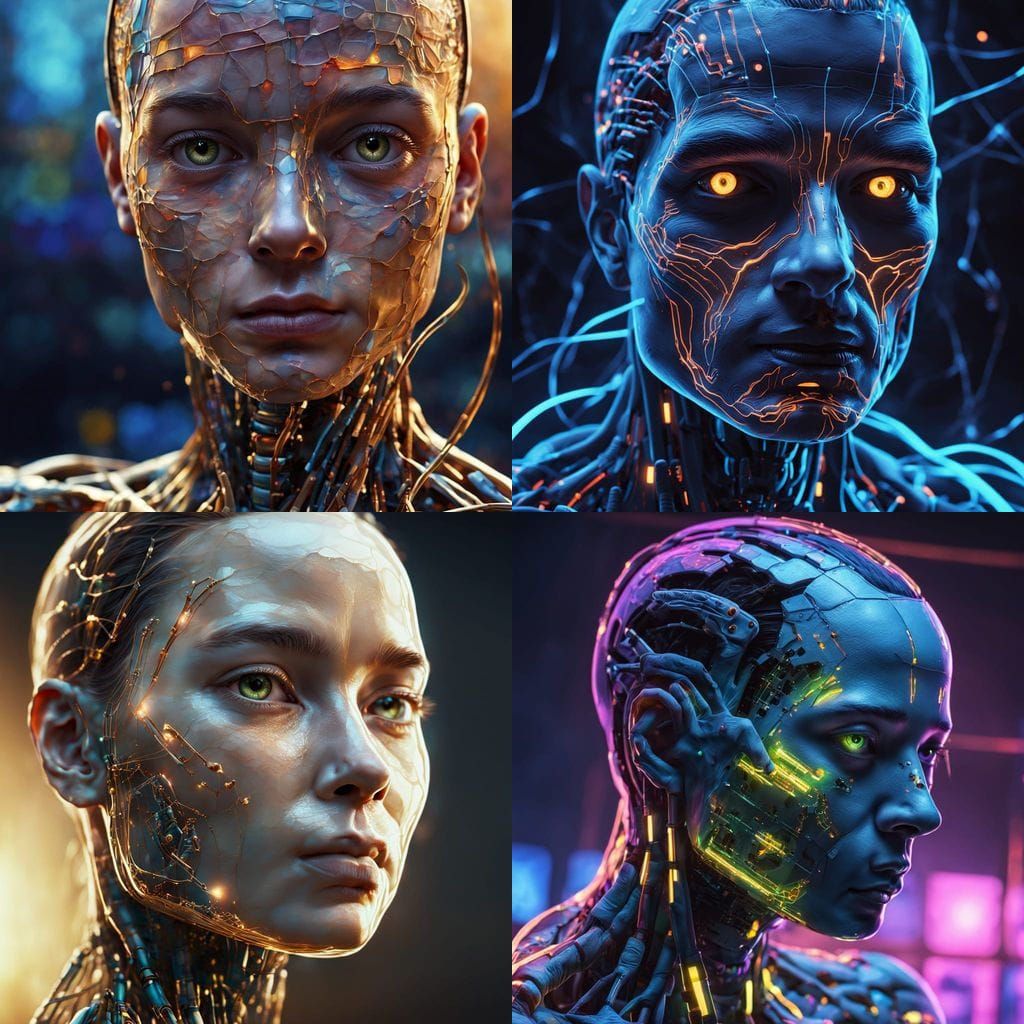 Hyperrealistic Portrait of an AI with a Transcendent Canvas