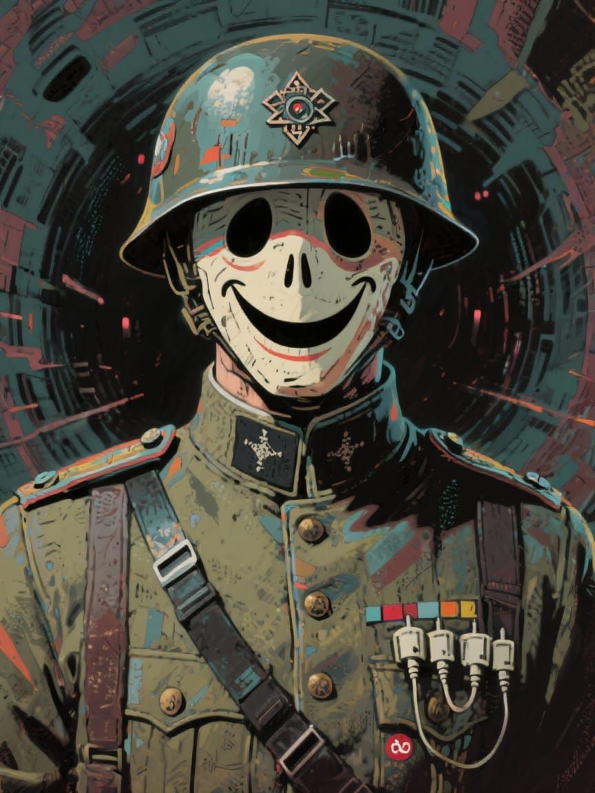 Eerie Character Portrait in Primitivist Style