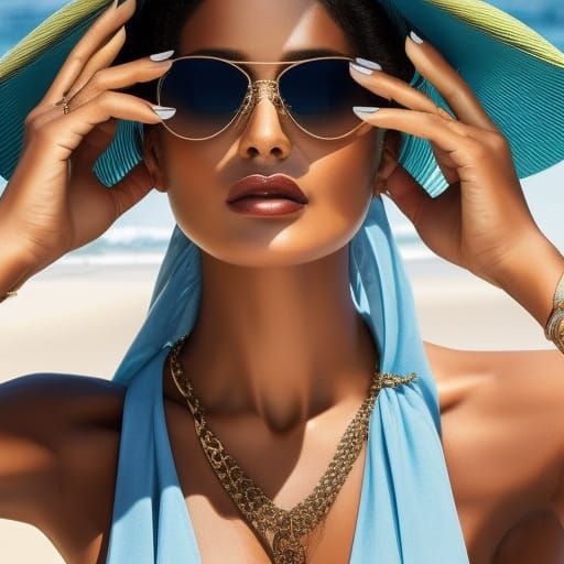 Wet Shirt Portrait on Beach in Graffiti Style