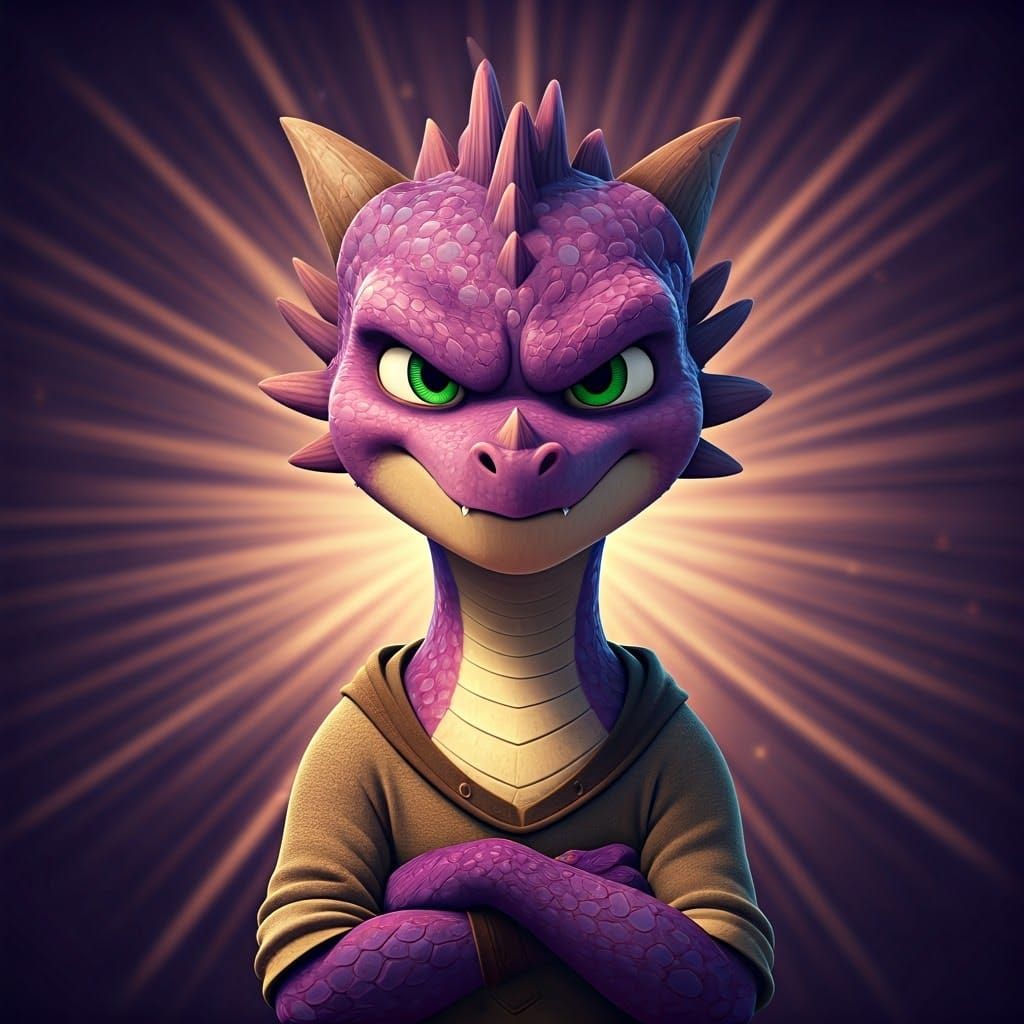 Teenage Dragon with Purple Scales in 3D Digital Art