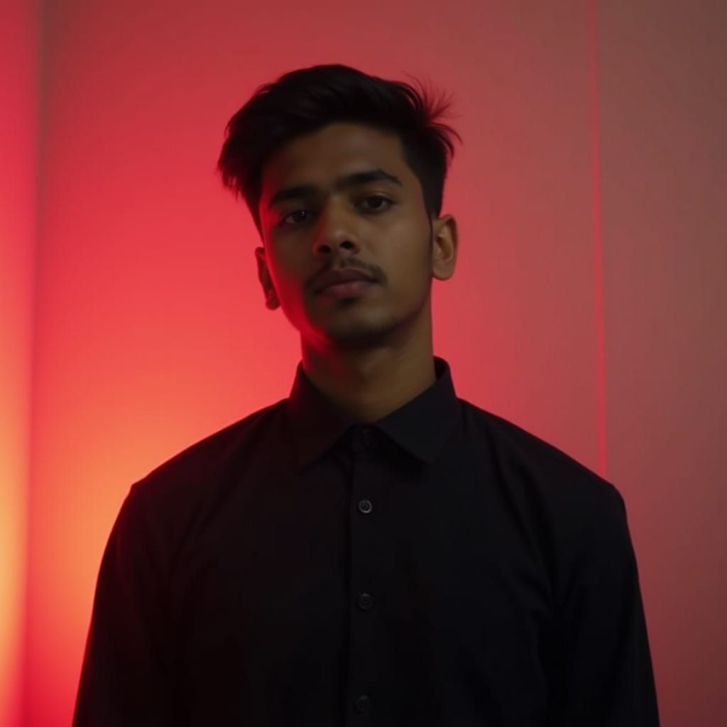 Young Indian Man in Formal Black Shirt with Casual Professio...