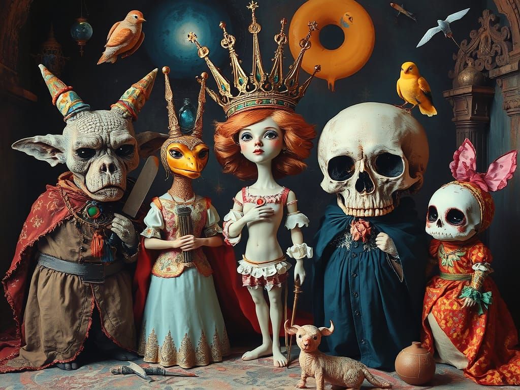 Surreal Royal Family in Whimsical Cattywampus Composition