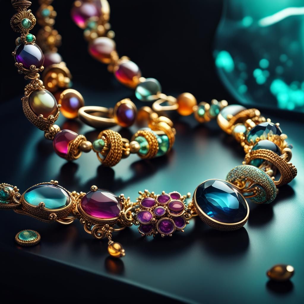 Glowing Jewelry with Gradient Aquarium Backdrop