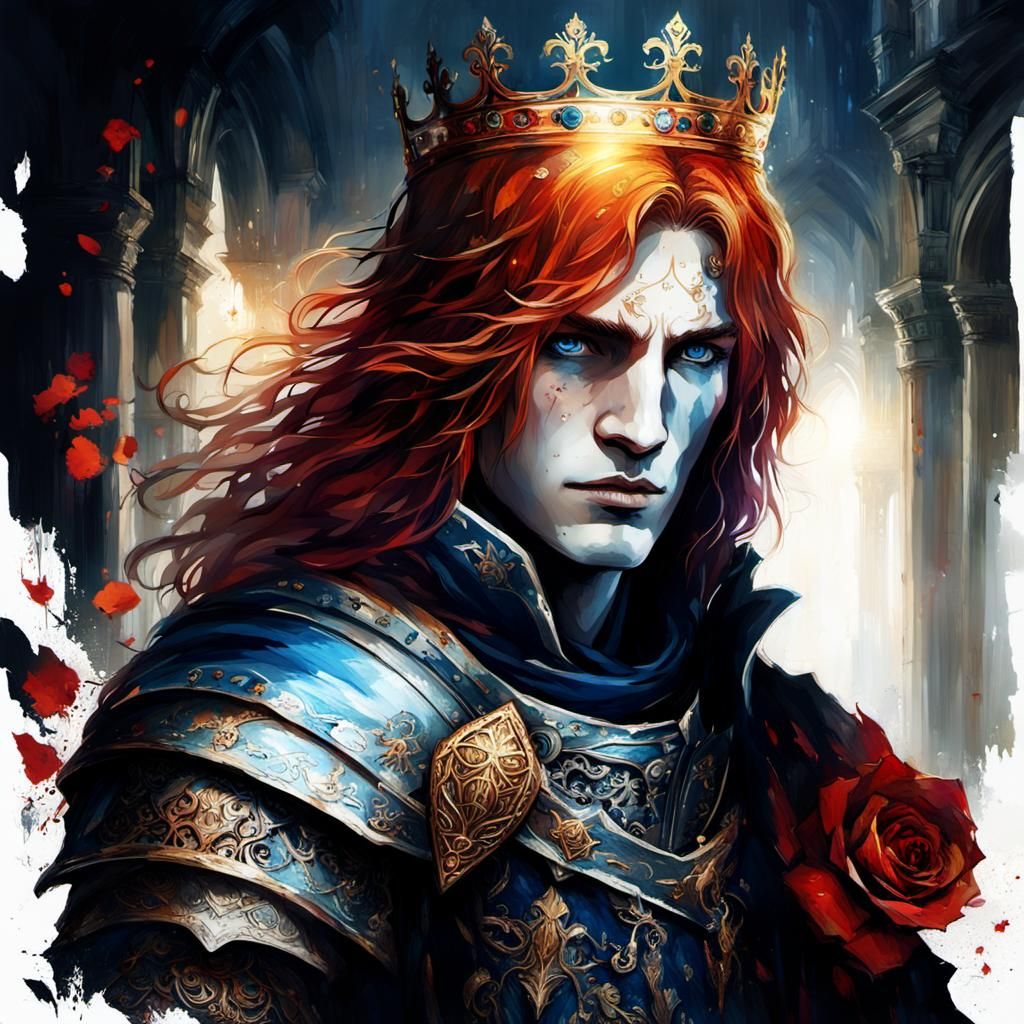 Auburn Prince in High Gothic Dark Fantasy Style