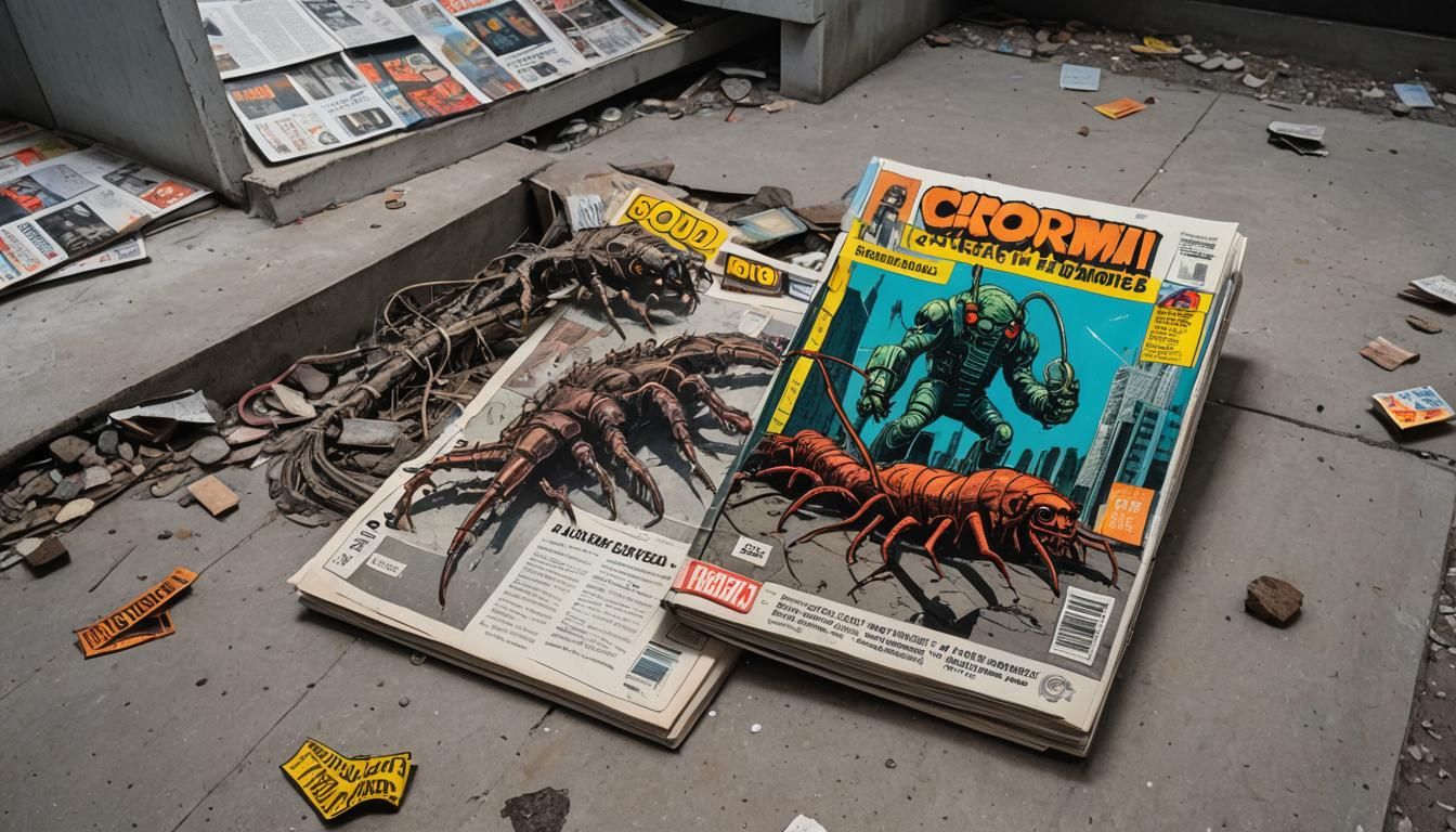 Retrofuturistic Comic Book Scene in Neon Colors