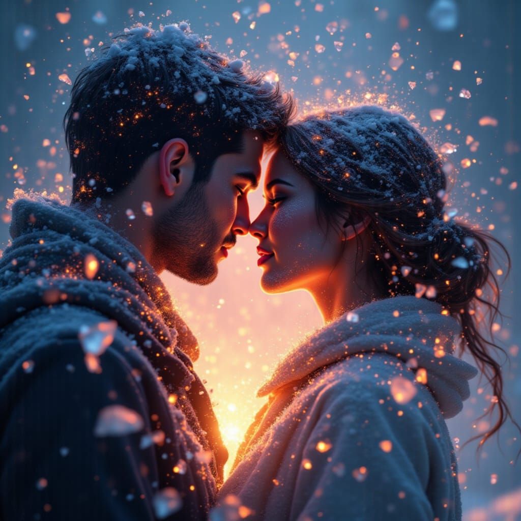 Crystalline Couple in Winter's Embrace