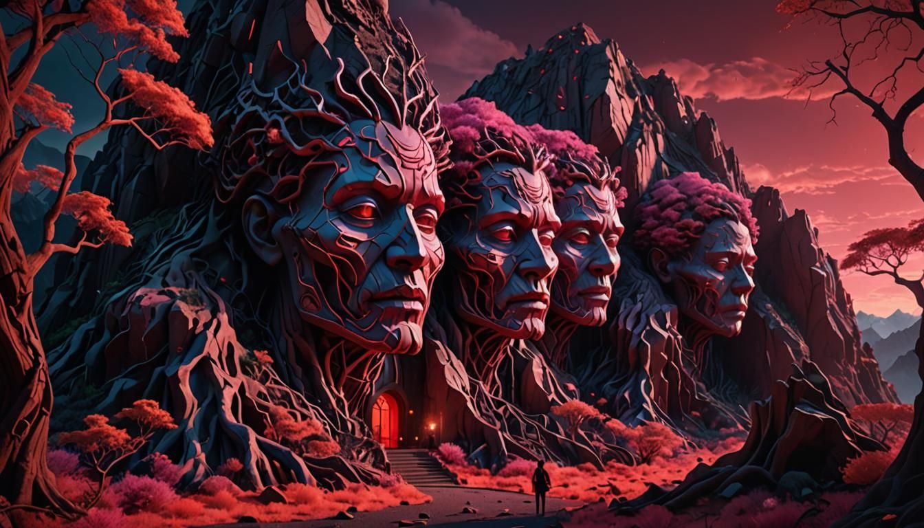 Surreal Landscape: Nature and Architecture in 4D Neon