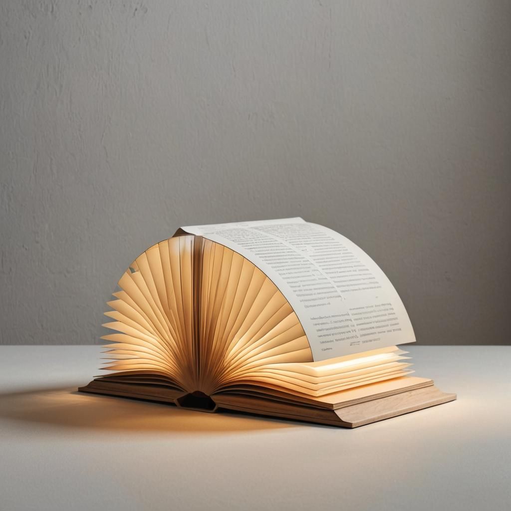 Bauhaus Style Book Lamp with Glowing Pages