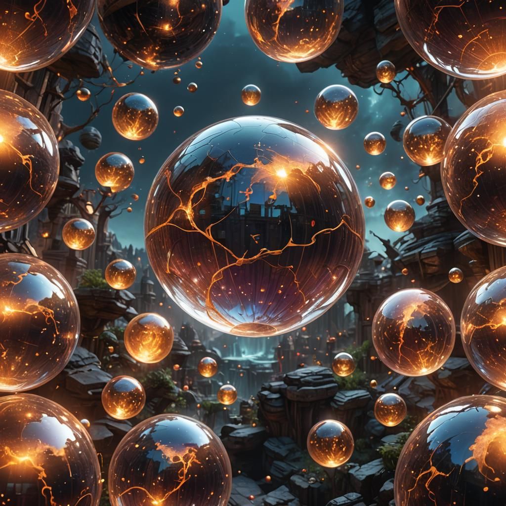 Glowing Transparent Sphere in Detailed Matte Painting