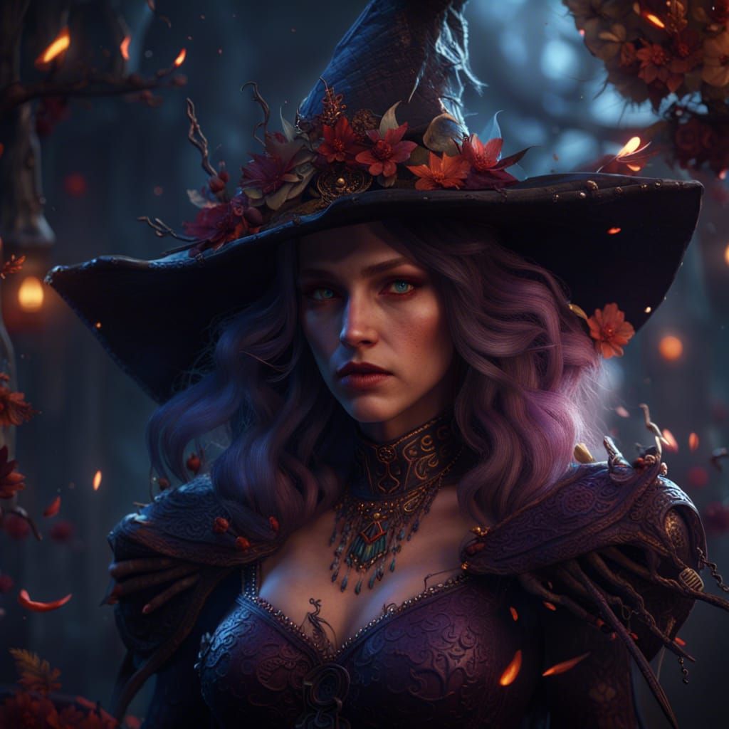 Fantastical Witch of Love: Detailed Matte Painting