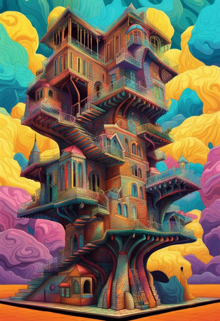 Infinite Fractal Cat Tree Inspired by Escher