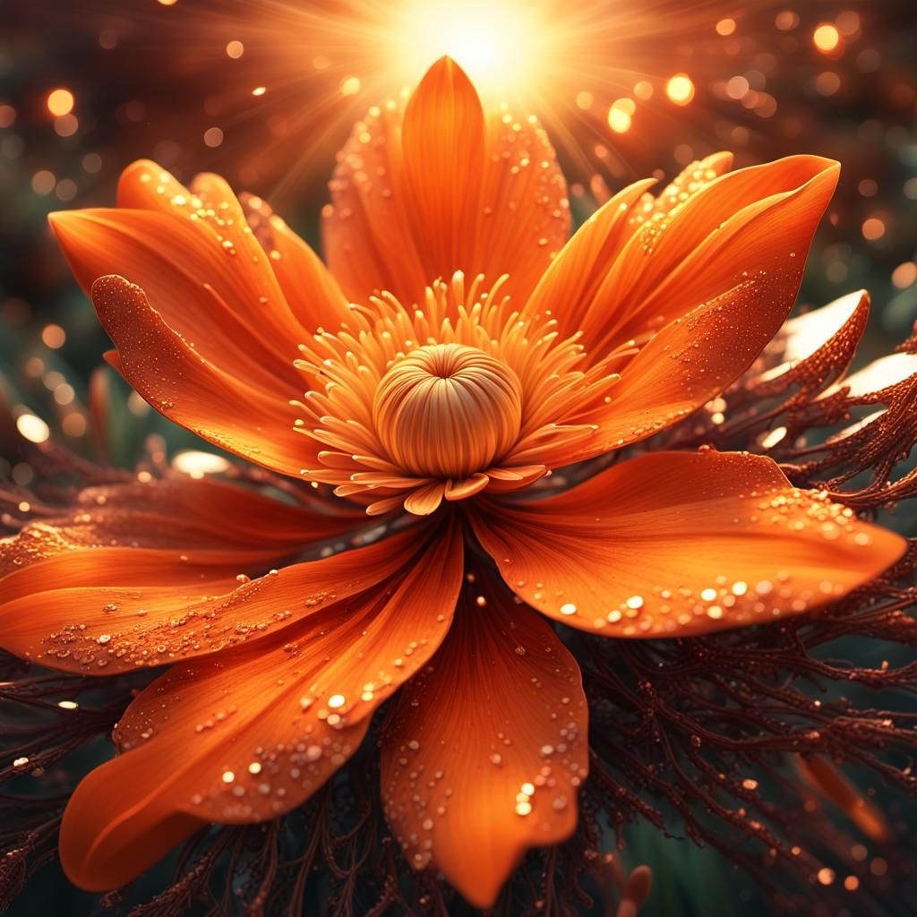 Sunset Jacinta Flower: Fantasy Illustration in 16k