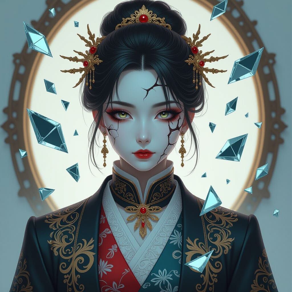 Shattered Anime Face Reveals Multiple Timelines