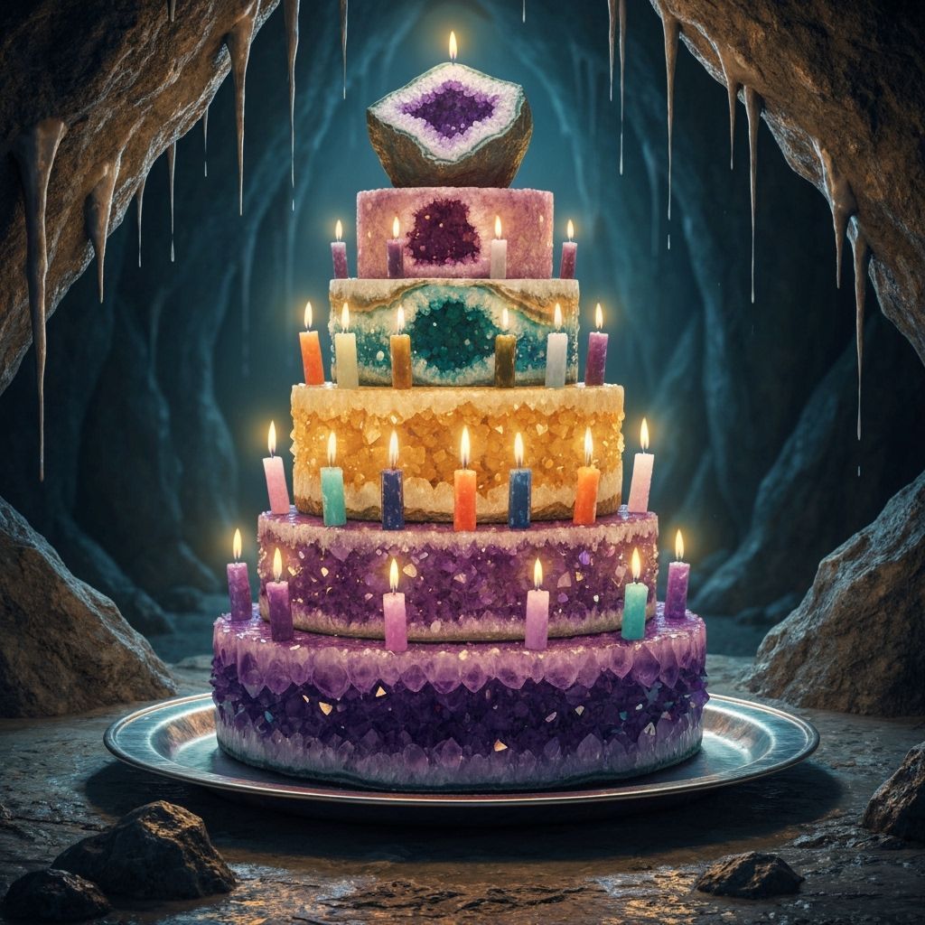 Glistening Geode Cake in Crystal Cave: Hyperrealistic Gemsto...