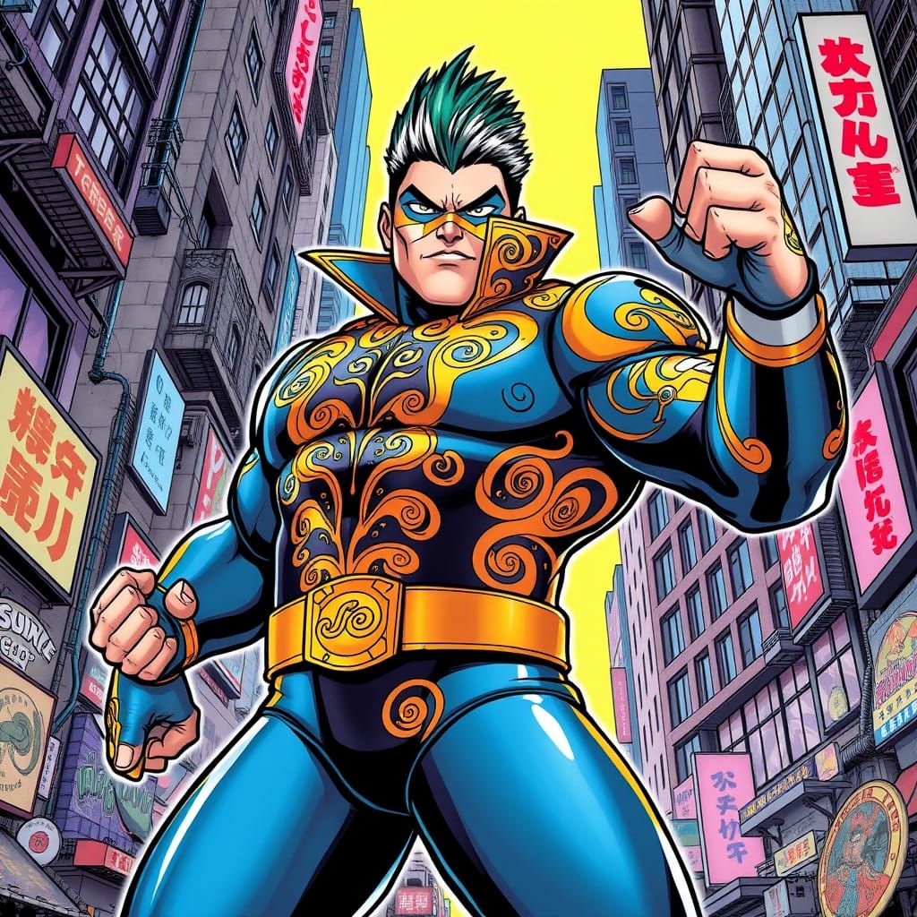 Heroic Superhero in Urban Action Pose