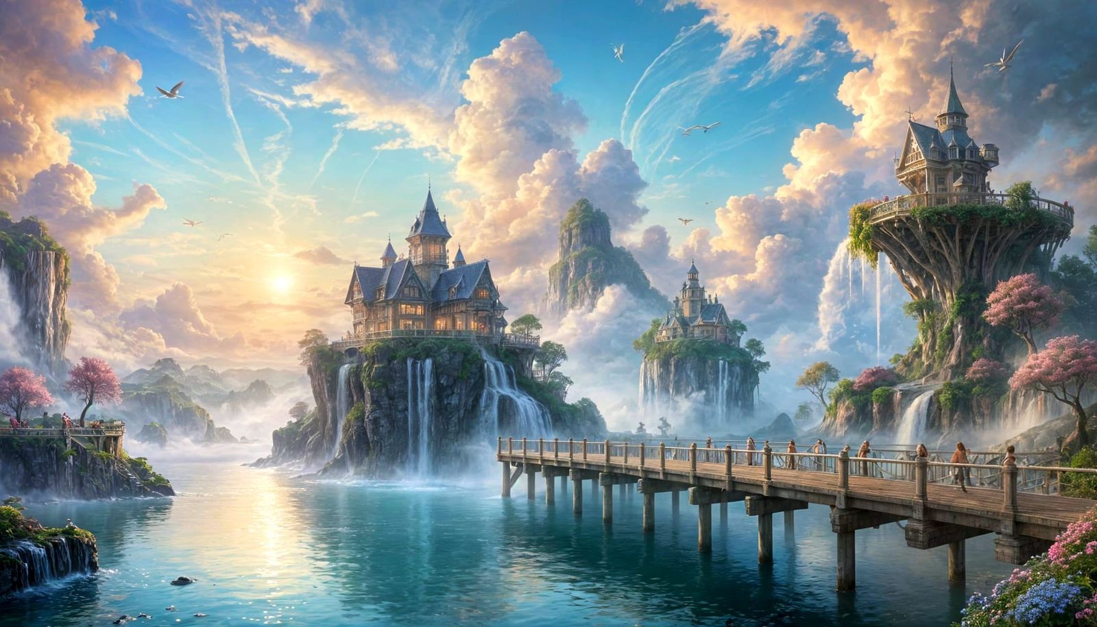 Surreal Cloud Pier Fantasy Landscape