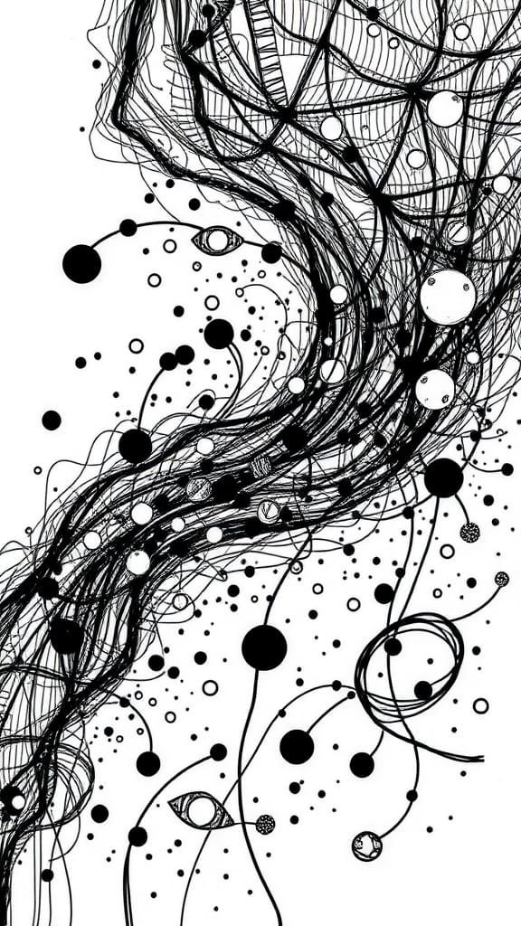 Detailed Black and White Doodle Drawing