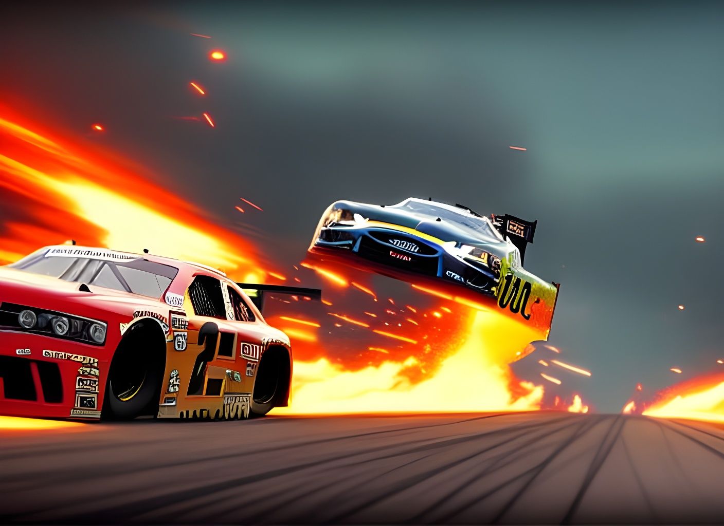 Epic Nascar Race Car with Turbo Fire