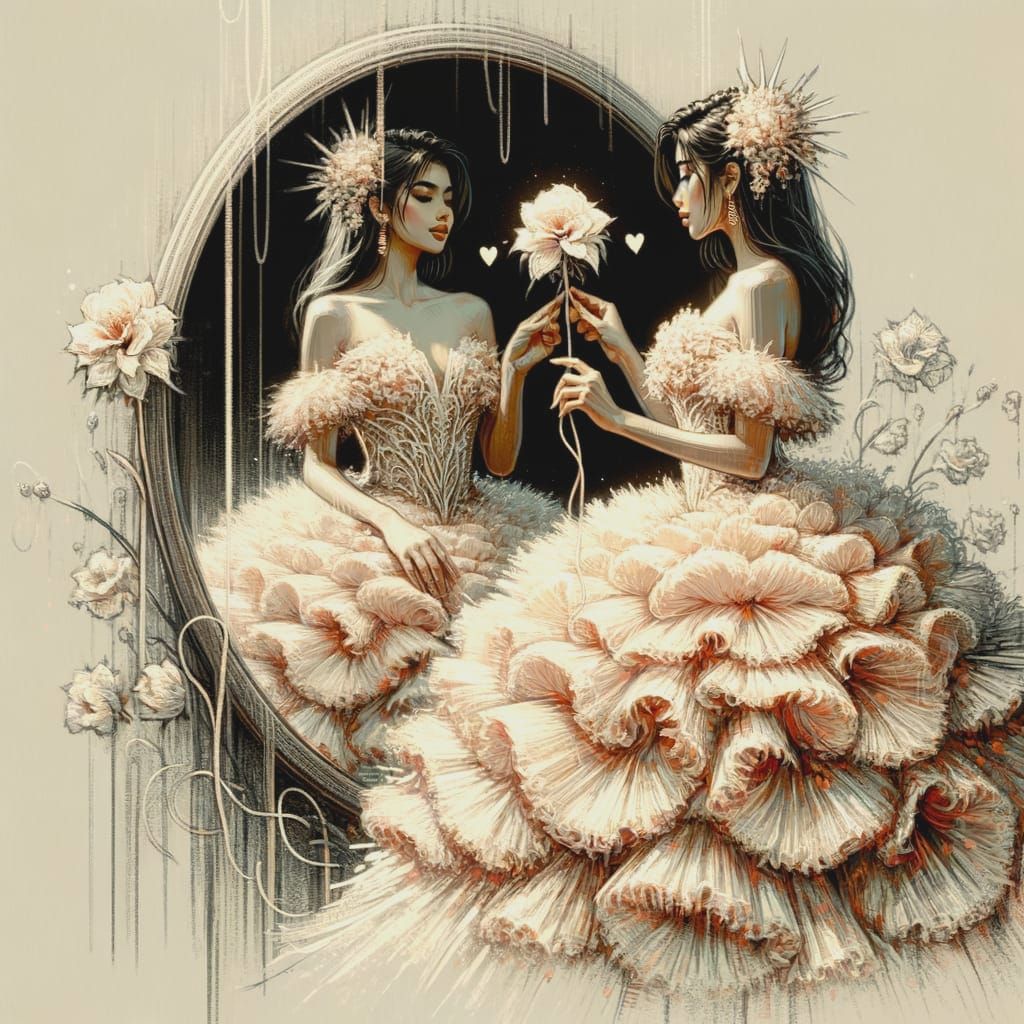 Spectacular Quinceañera Ballerina in Simplified Synthetism D...