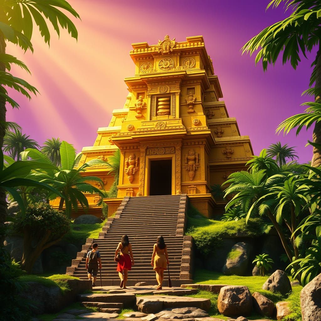 Majestic Mesoamerican Temple Radiates Divine Energy in Emera...