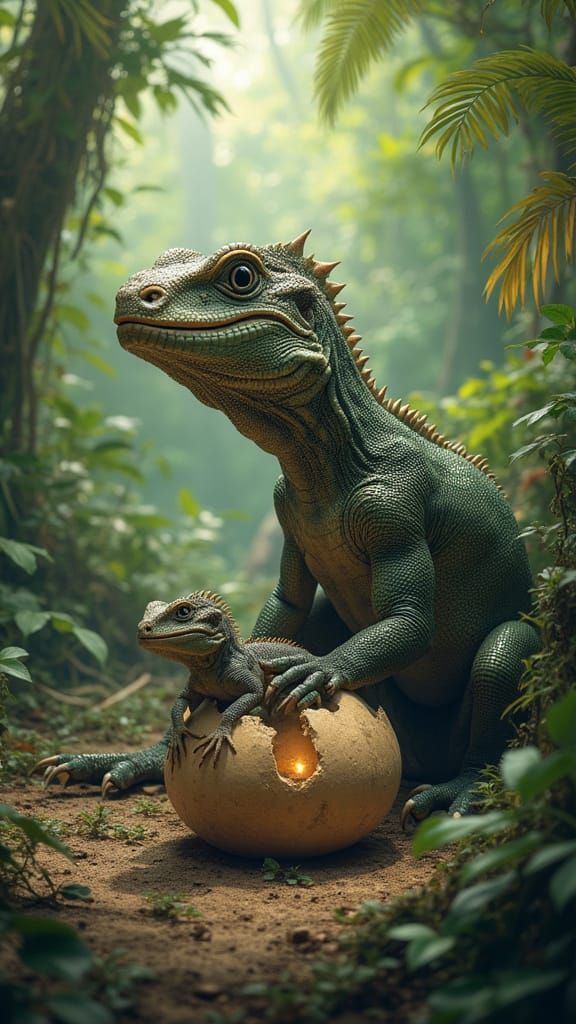 Komodo Dragon Emerges from Egg in Indonesian Jungle