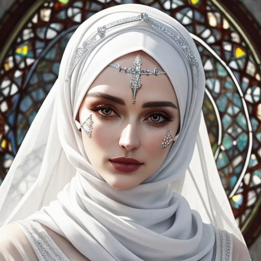 Face Under Headscarf with Glass Fiber Ornament