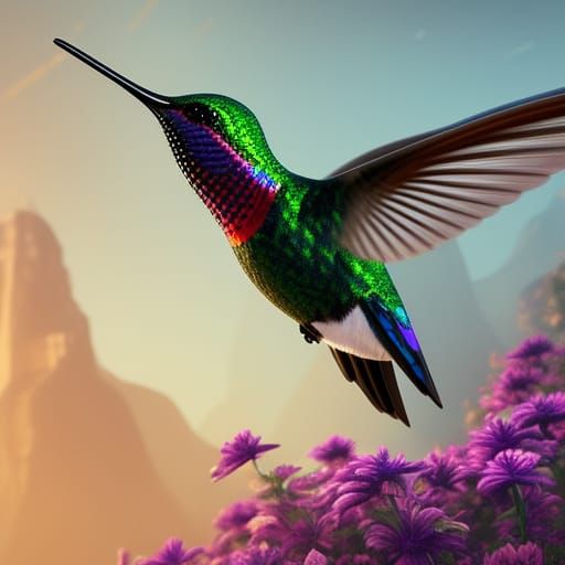 Fantastical Hummingbird: Detailed Matte Painting