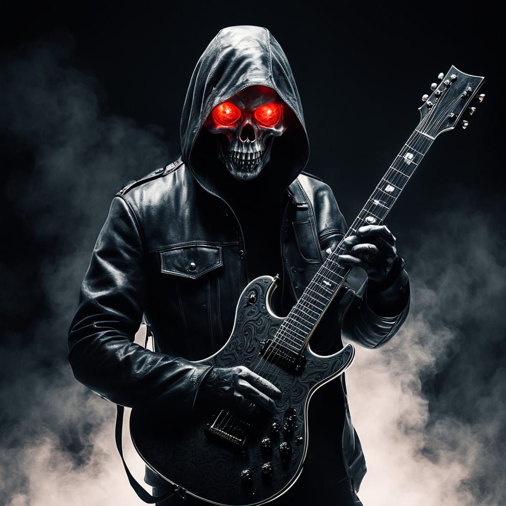 Gothic Electric Guitar in Dark Fog
