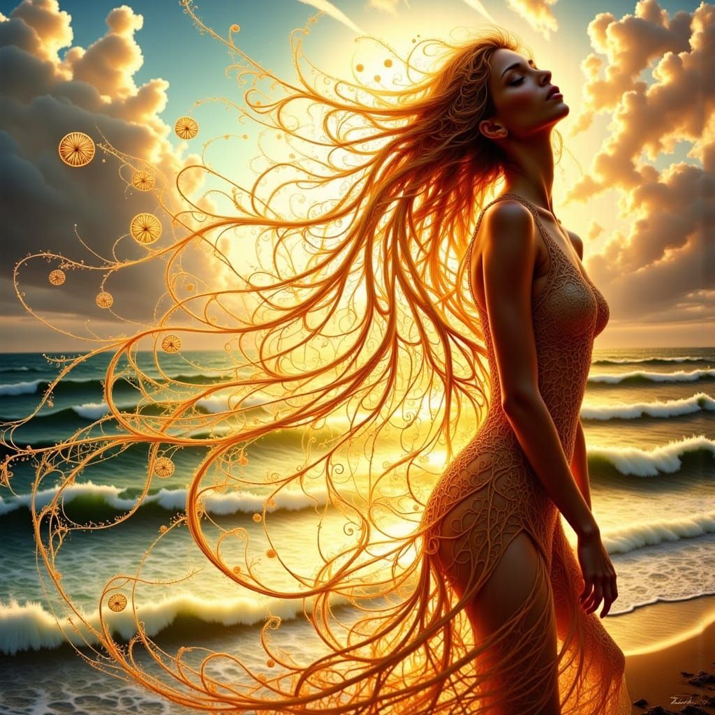 Intricate Shore Tendrils in Photorealistic Stylized Art