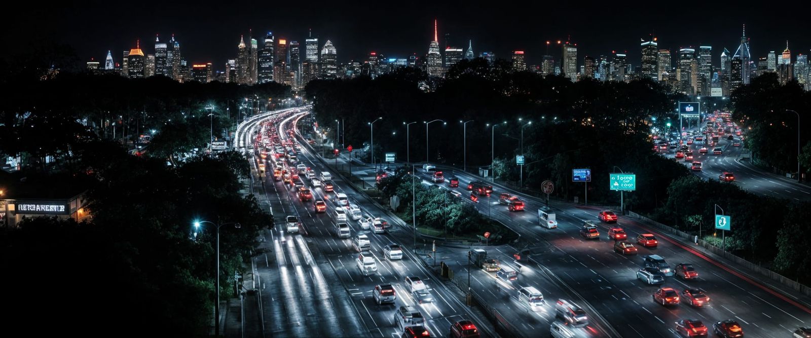 Night Traffic Time-Lapse: Street-Level Close-Up