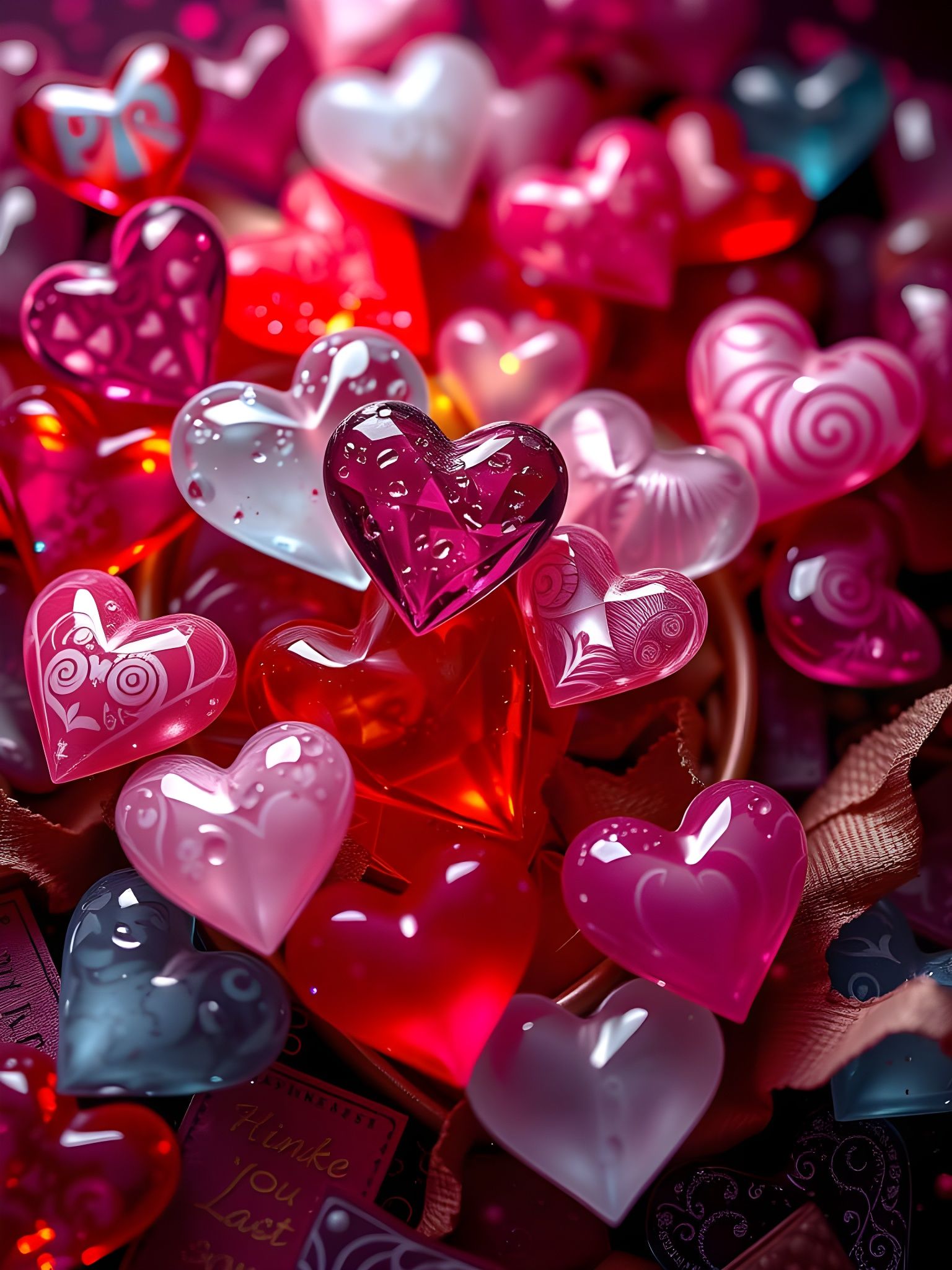 Vibrant Valentine's Day Card with Intricate Heart Details