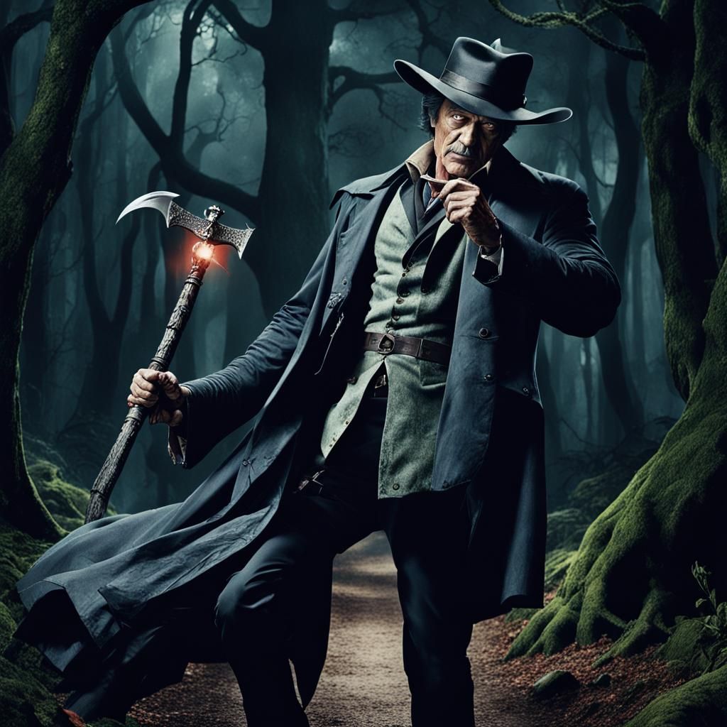 Vampire Hunter Captures Victim in Fantasy Forest