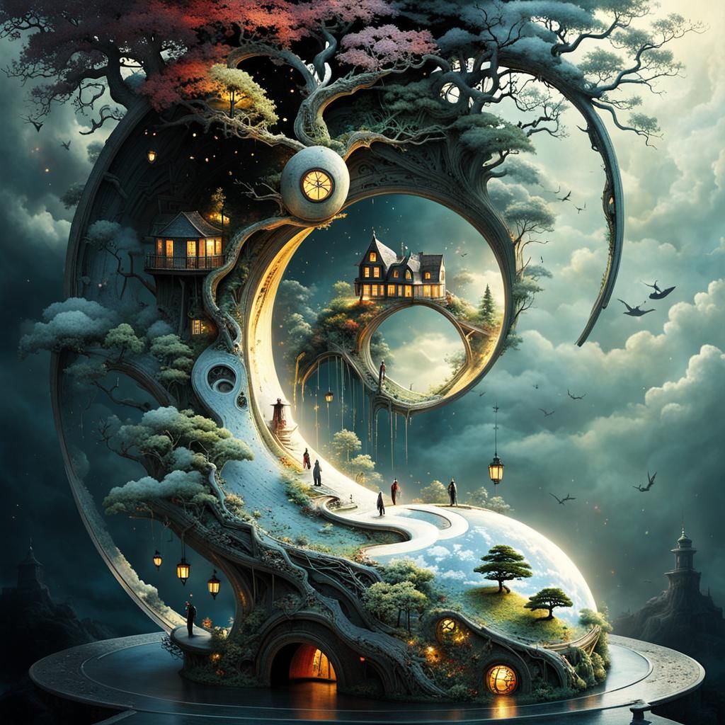 Surreal Bonsai Garden in Yin Yang Stargate